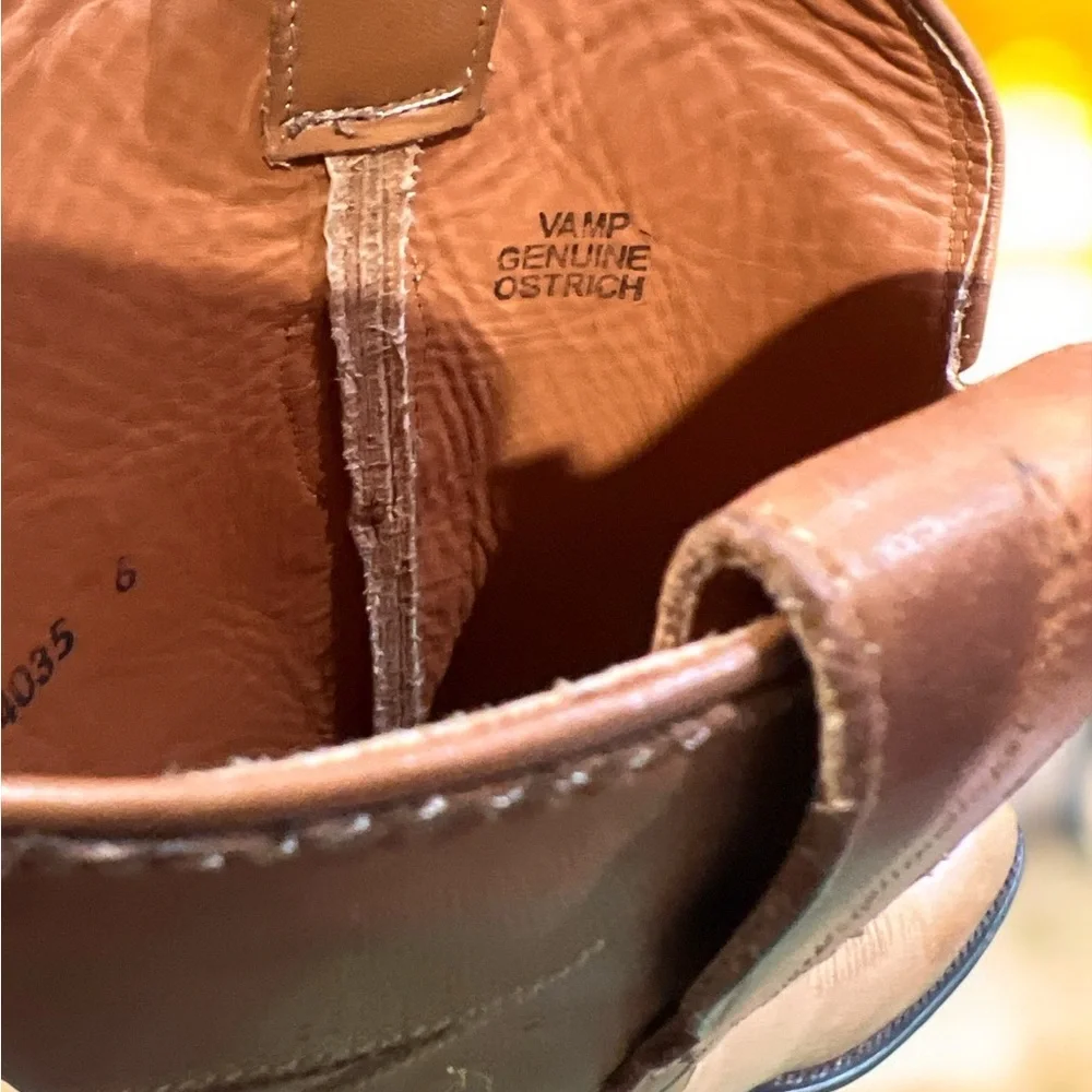 Lucchese 4035 tan smooth Ostrich Cowboy Boots Size 9.5D. - Picture 8 of 9